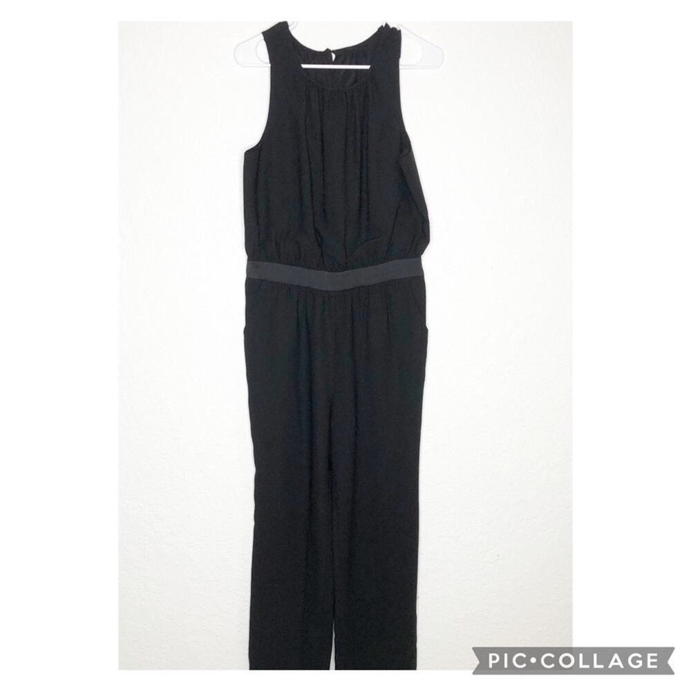 Garnet Hill black sleeveless tank jumpsuit size 8